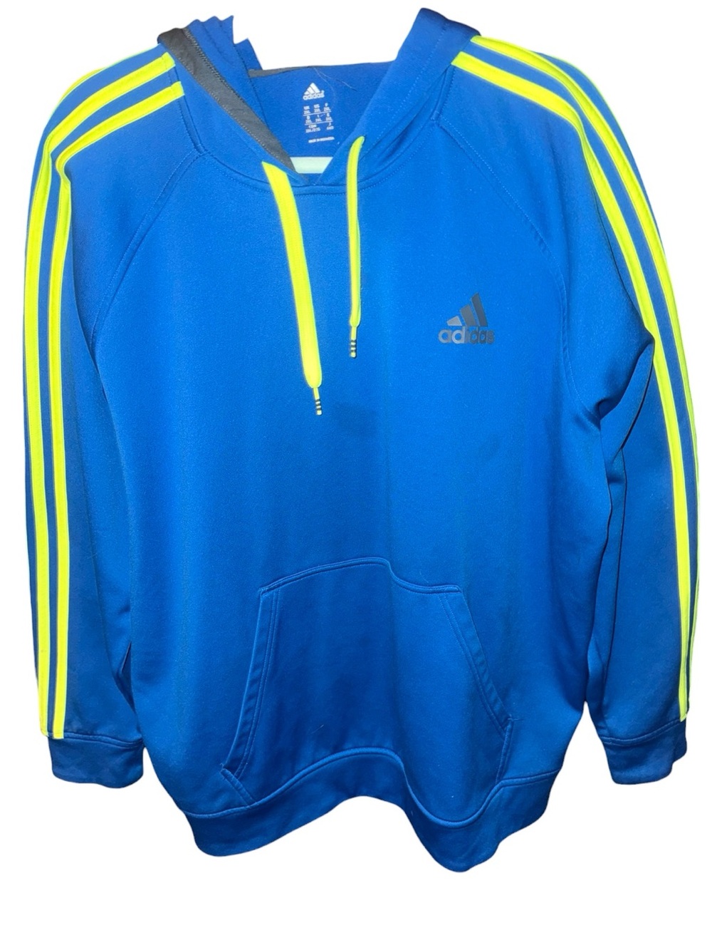 adidas Royal Blue Hoodie with Neon Yellow Accents